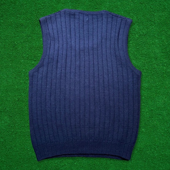 Vintage 70s Navy Acrylic Sweater Vest - Picture 2 of 5